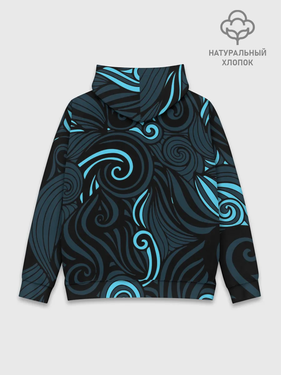 Худи мужской база хлопок / Лазурные листья