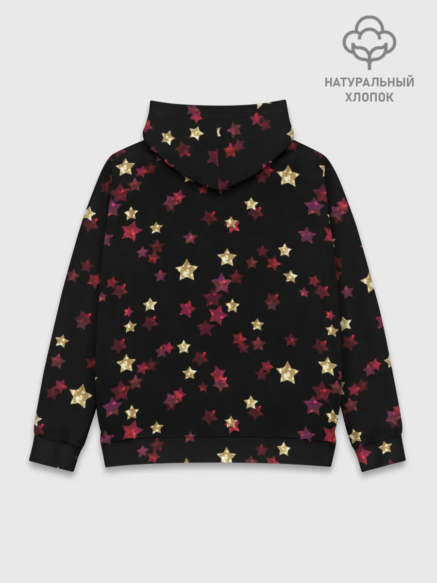 Худи мужской база хлопок / Блестящие звезды на черном