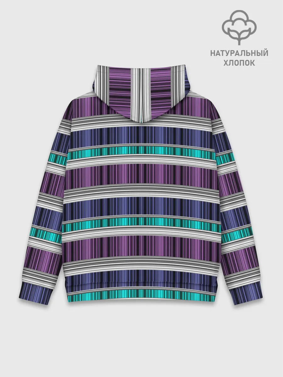 Худи мужской база хлопок / Бирюзово-сиреневый полосатый