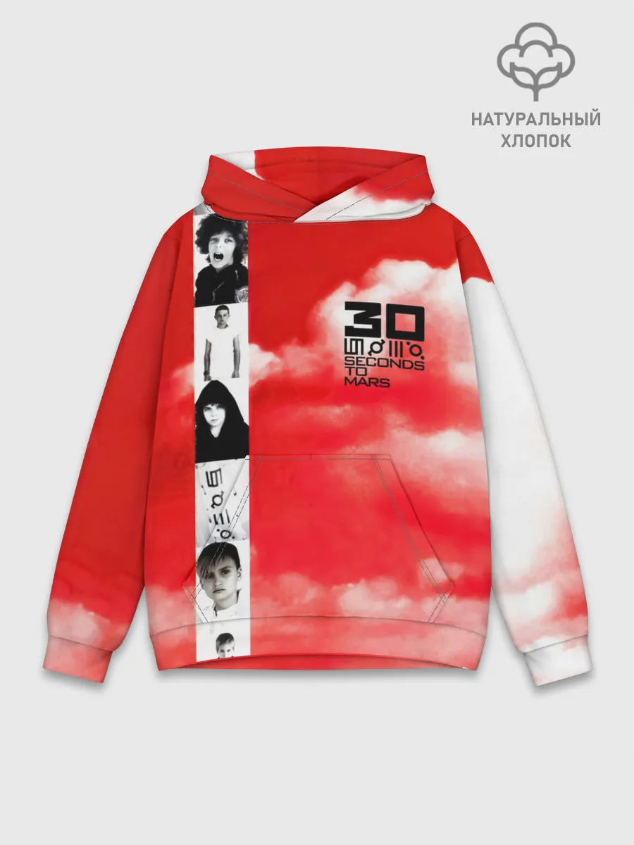 Худи мужской база хлопок / 30 Seconds to Mars красное небо