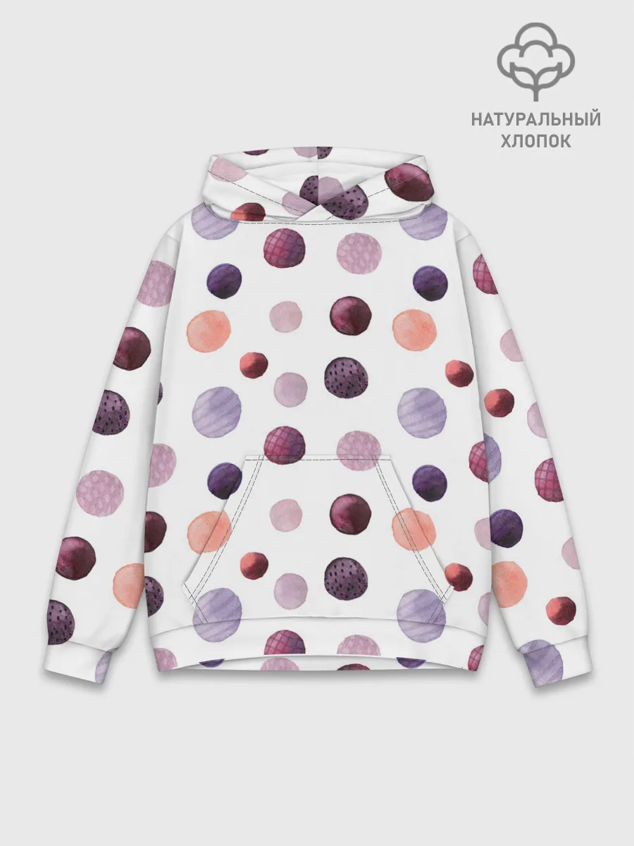 Худи мужской база хлопок / Акварельные сиреневые круги