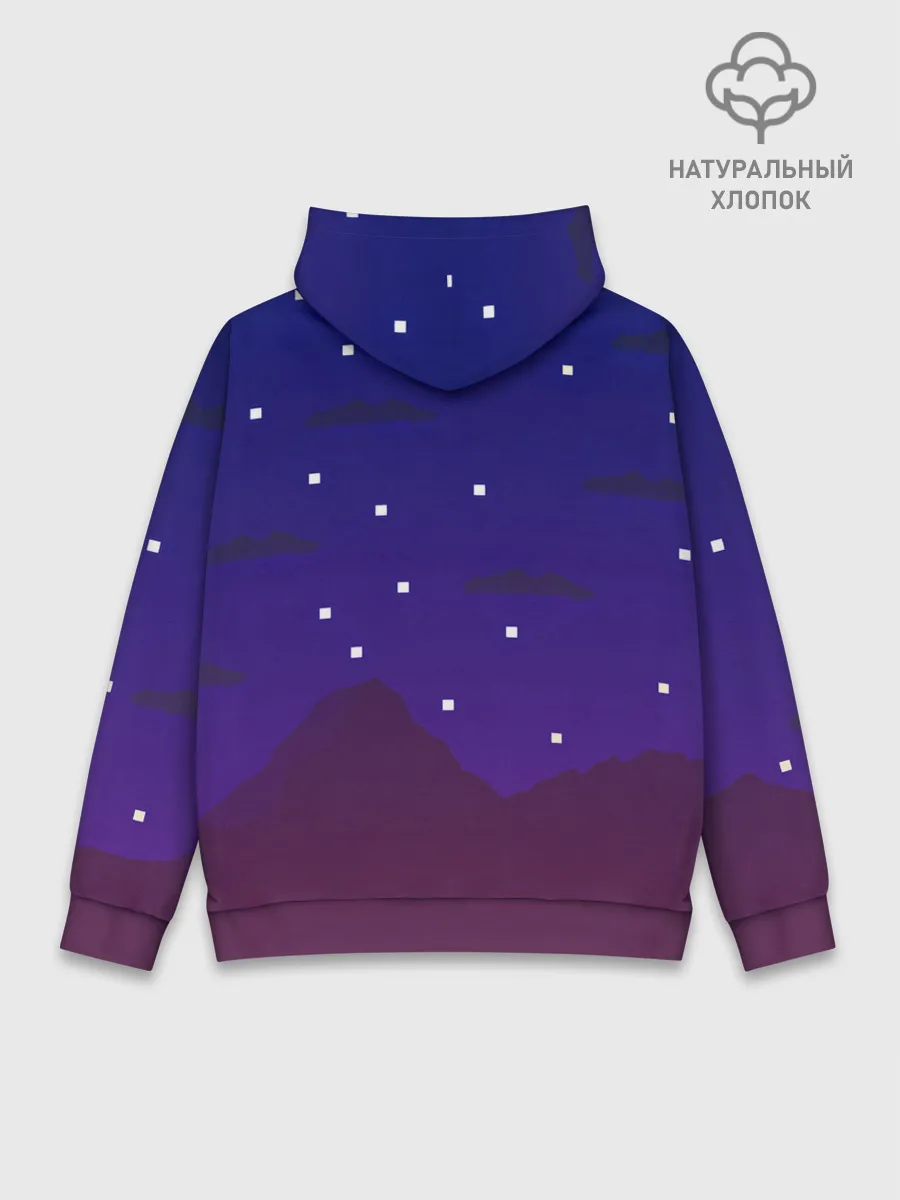 Худи мужской база хлопок / Пиксельная ночь | 8 bit