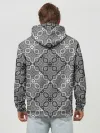 Худи мужской база хлопок / Черно-белый орнамент