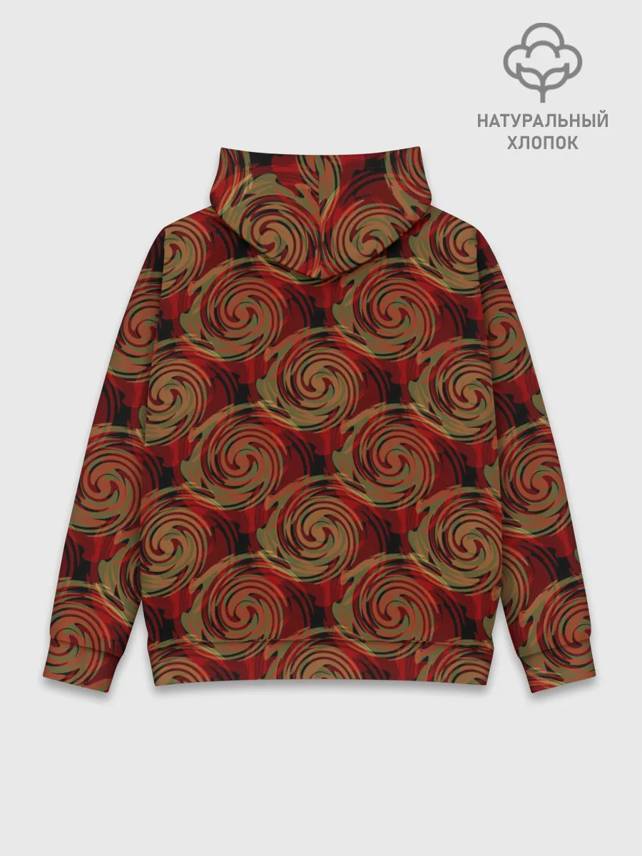 Худи мужской база хлопок / Красно-оливковый ретро