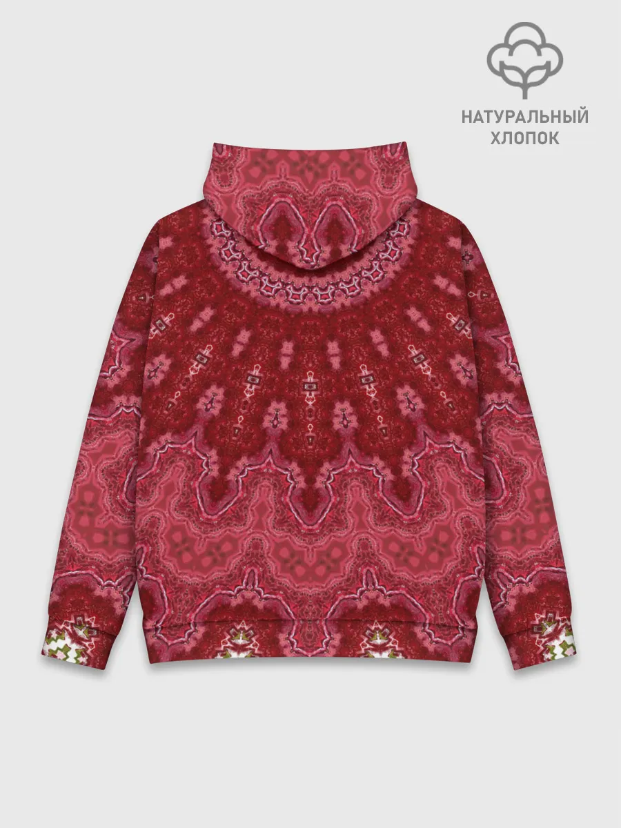 Худи мужской база хлопок / Красно-розовый калейдоскоп