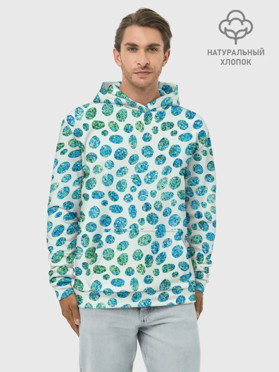 Худи мужской база хлопок / Драгоценные зеленые камешки
