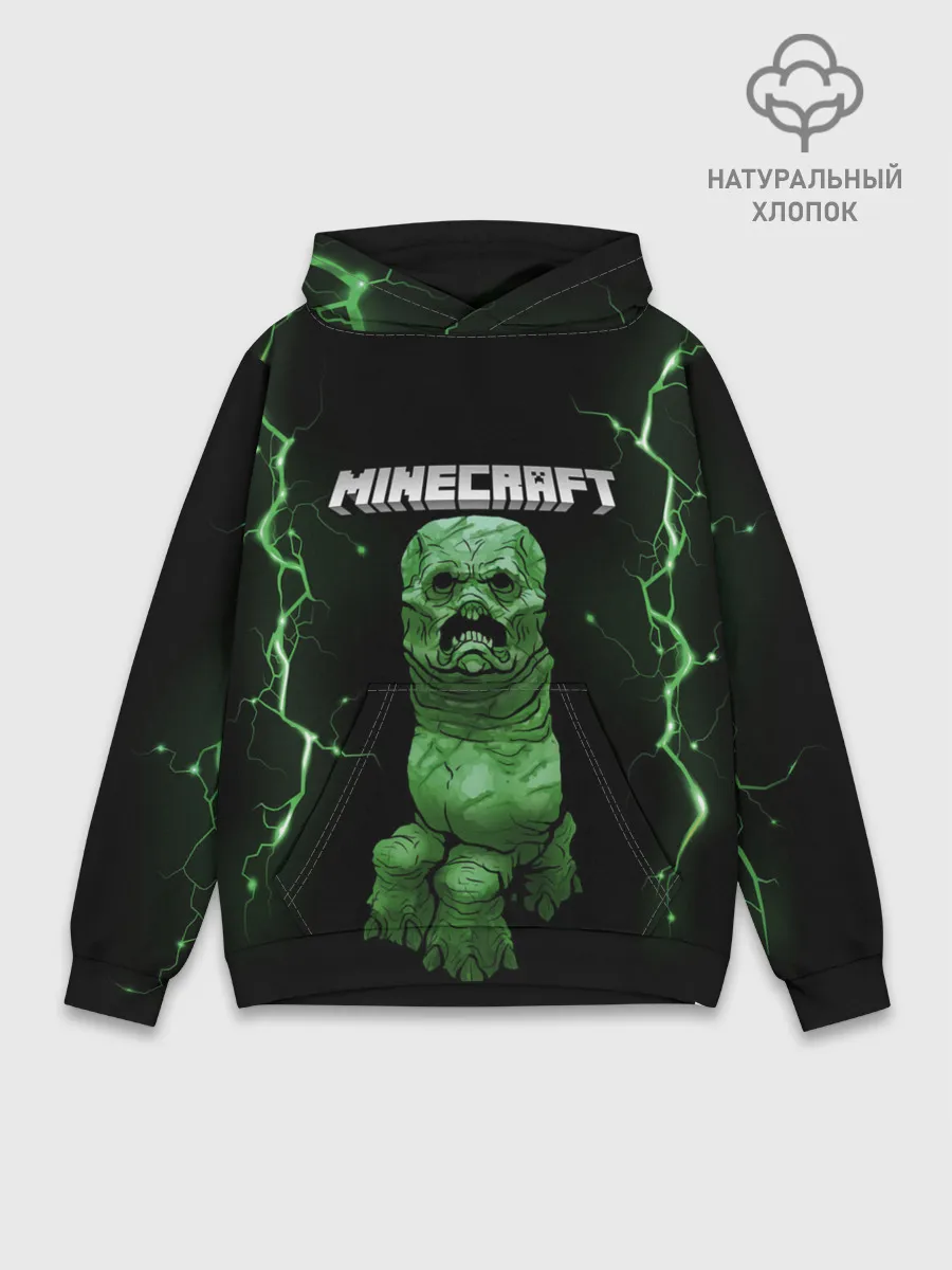 Худи мужской база хлопок / CREEPER 3D | MINECRAFT 3D