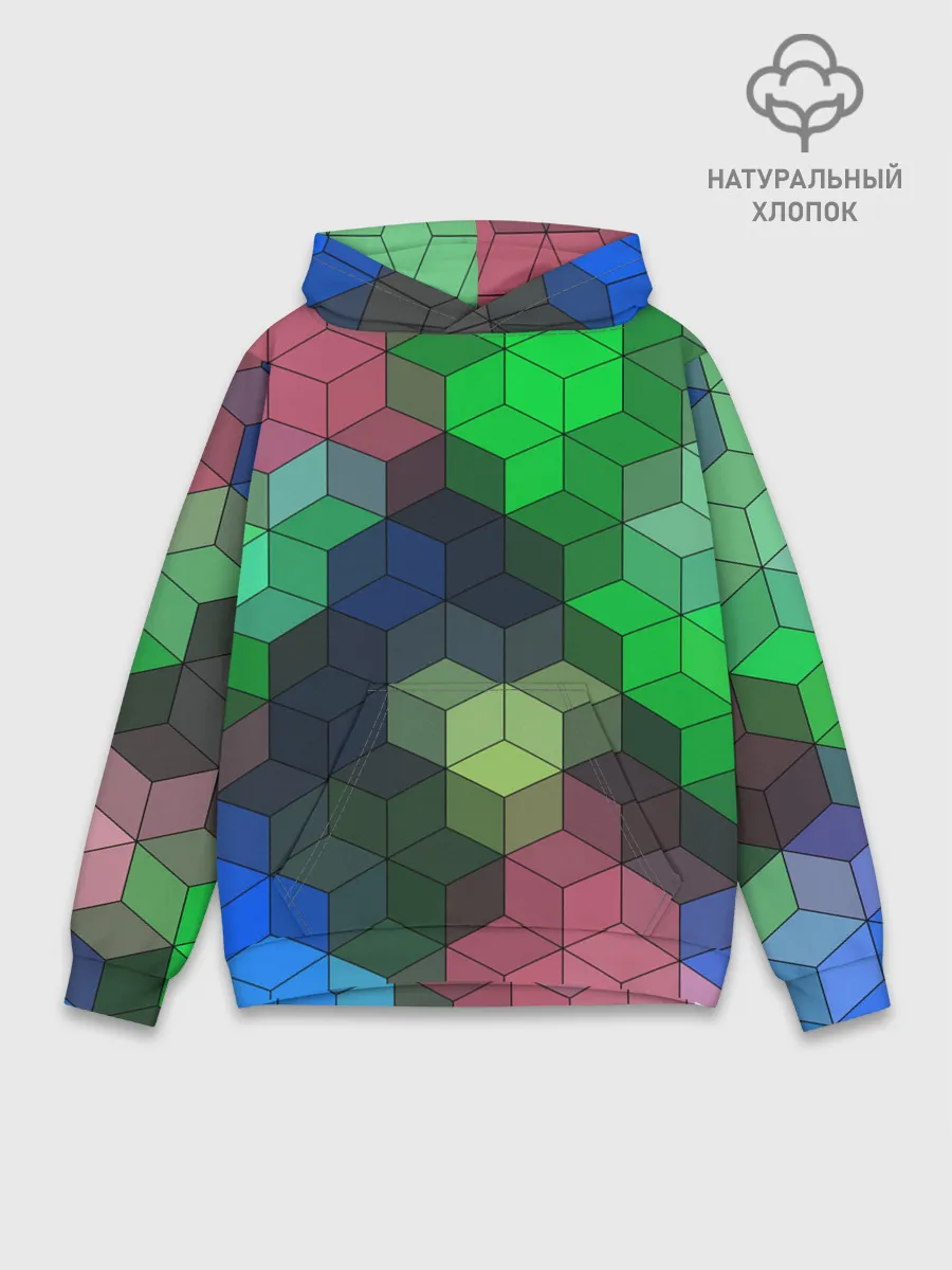Худи мужской база хлопок / Разноцветный геометрический уз