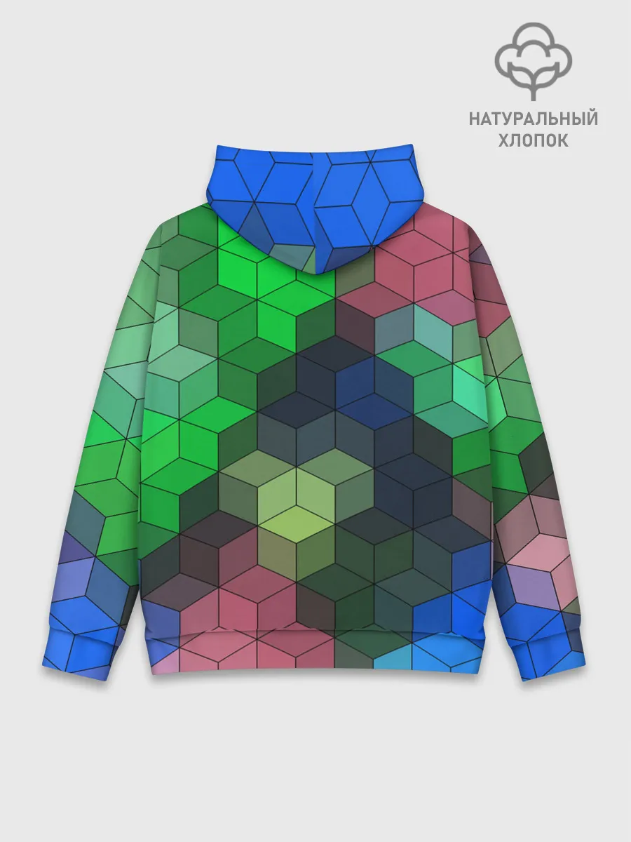 Худи мужской база хлопок / Разноцветный геометрический уз