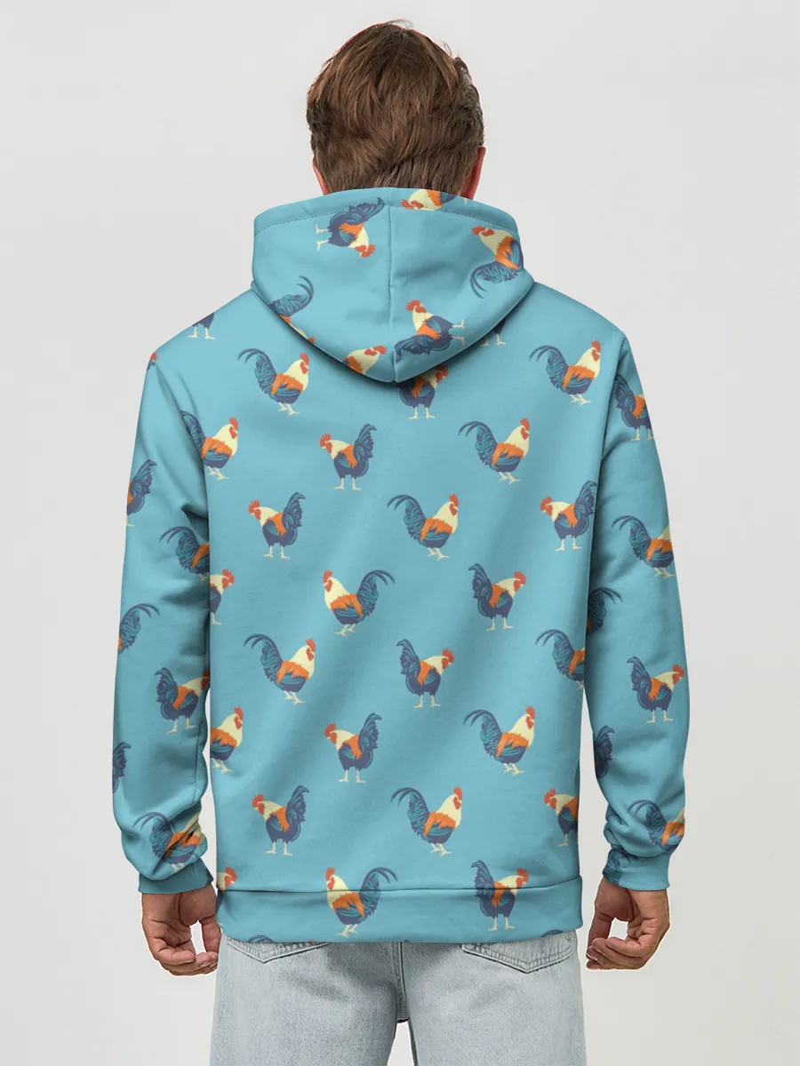 Худи мужской база хлопок / Петушки паттерн