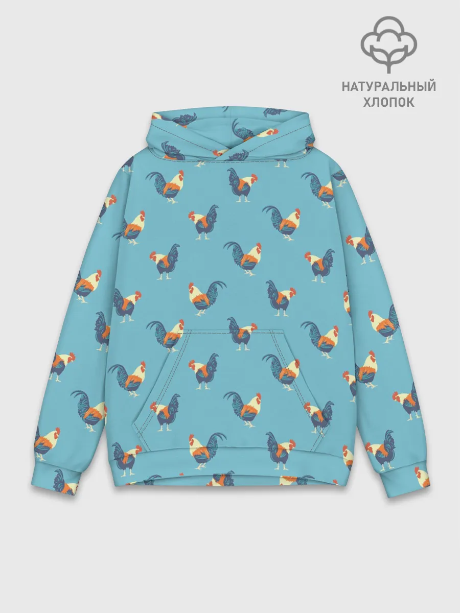 Худи мужской база хлопок / Петушки паттерн