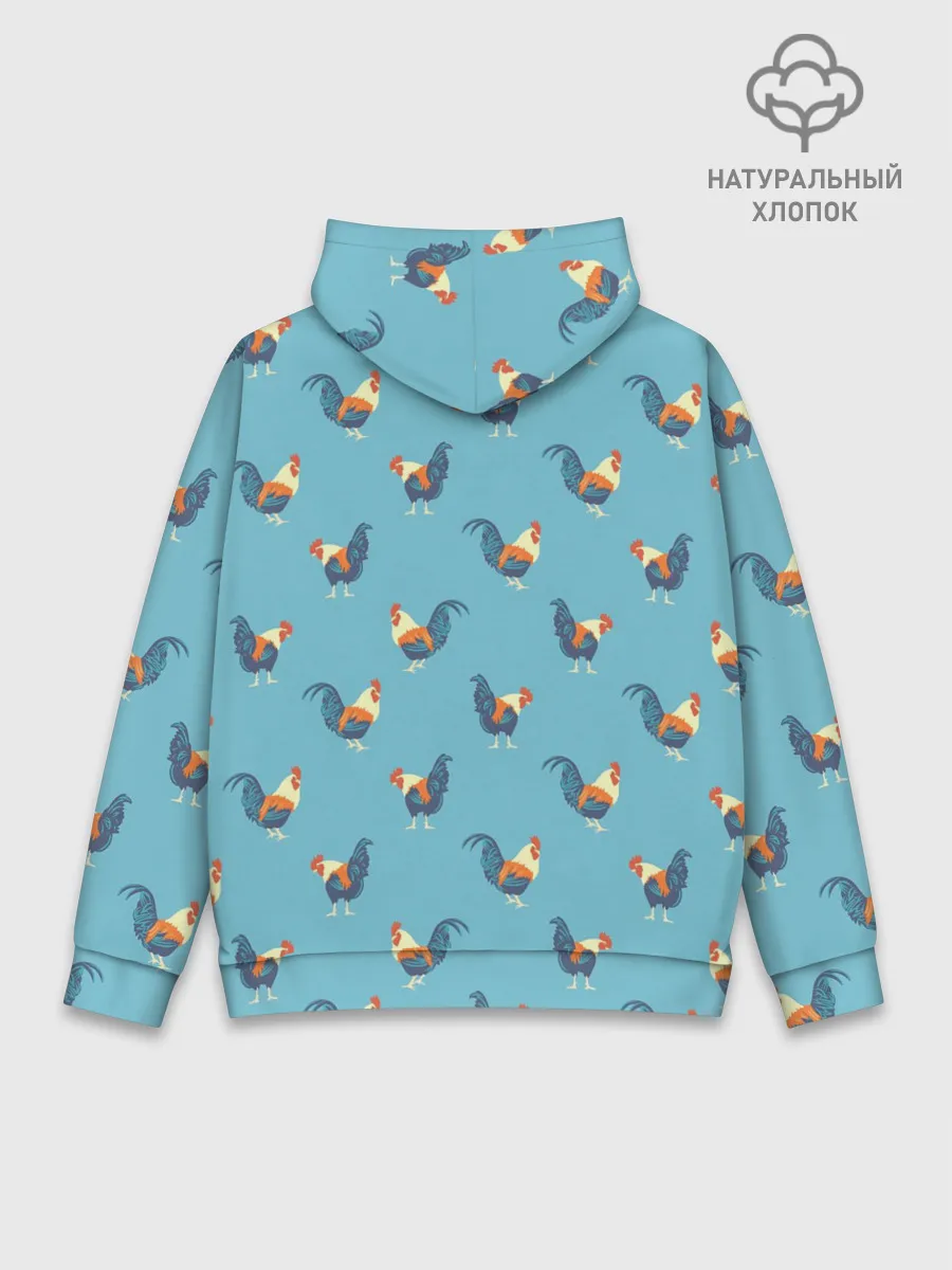 Худи мужской база хлопок / Петушки паттерн