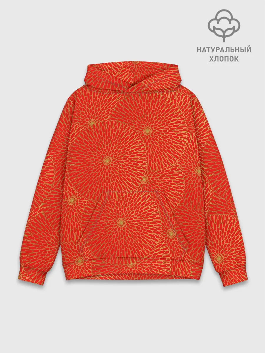 Худи мужской база хлопок / ЗОЛОТЫЕ ХРИЗАНТЕМЫ | ПАТТЕРН