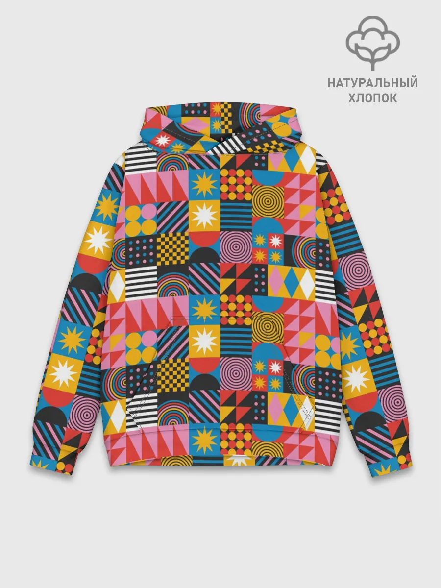 Худи мужской база хлопок / Печворк. Мозаика.Настроение