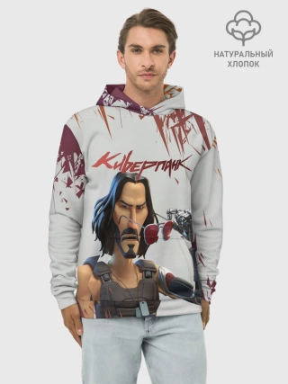 Худи мужской база хлопок / КИАНУ РИВЗ | КИБЕРПАНК