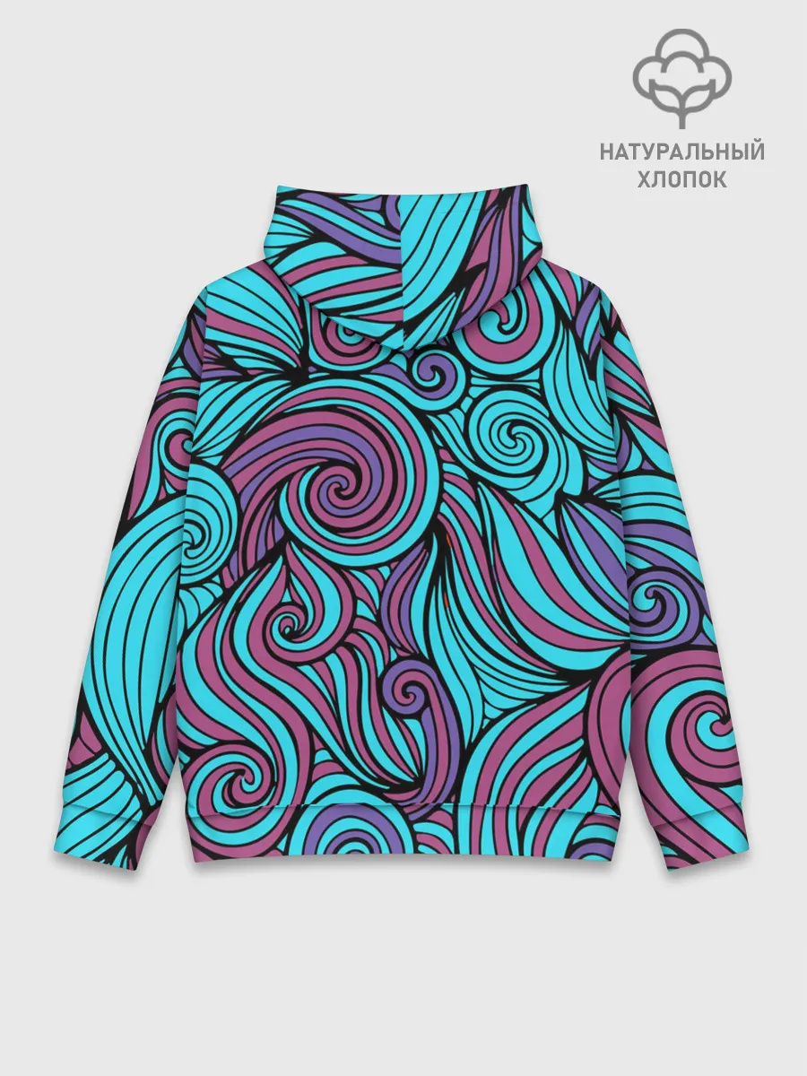 Худи мужской база хлопок / Синие листья