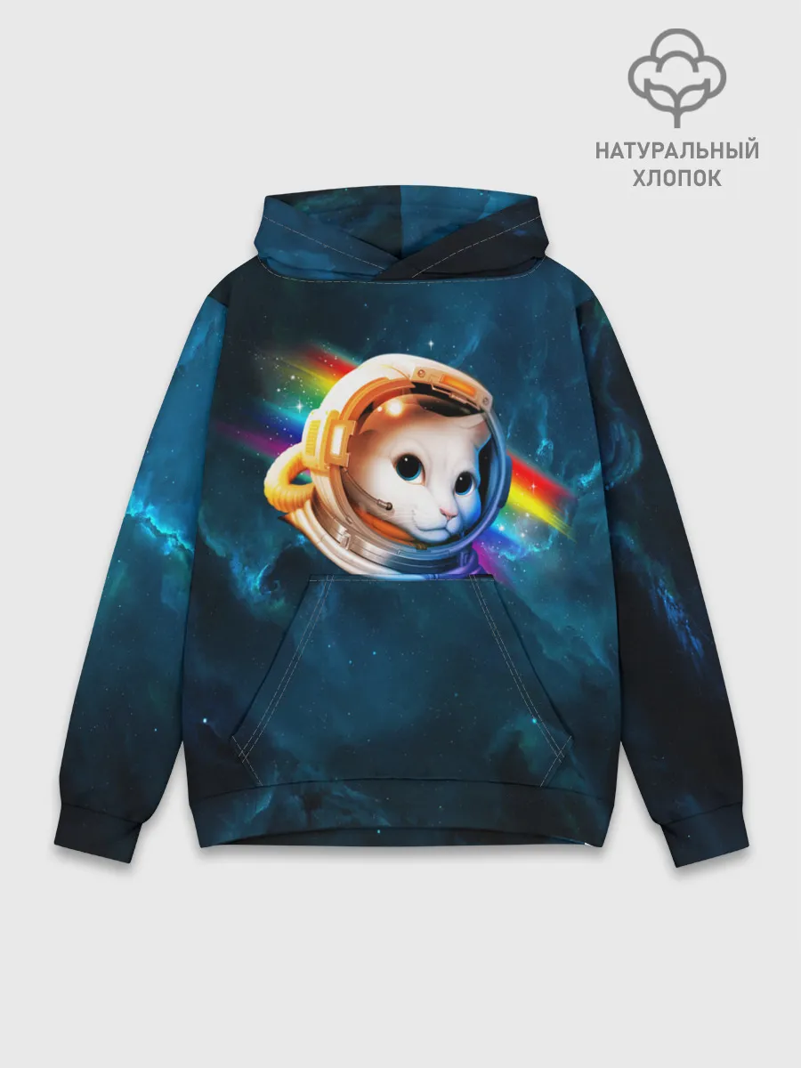 Худи мужской база хлопок / Котик Космонавт