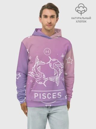Худи мужской база хлопок / Знак Рыбы