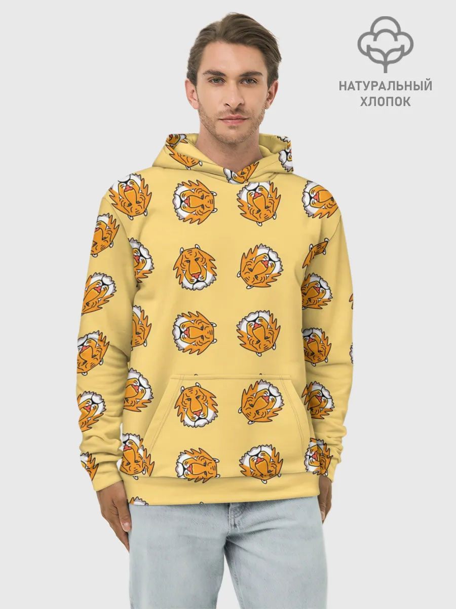 Худи мужской база хлопок / Тигры паттерн