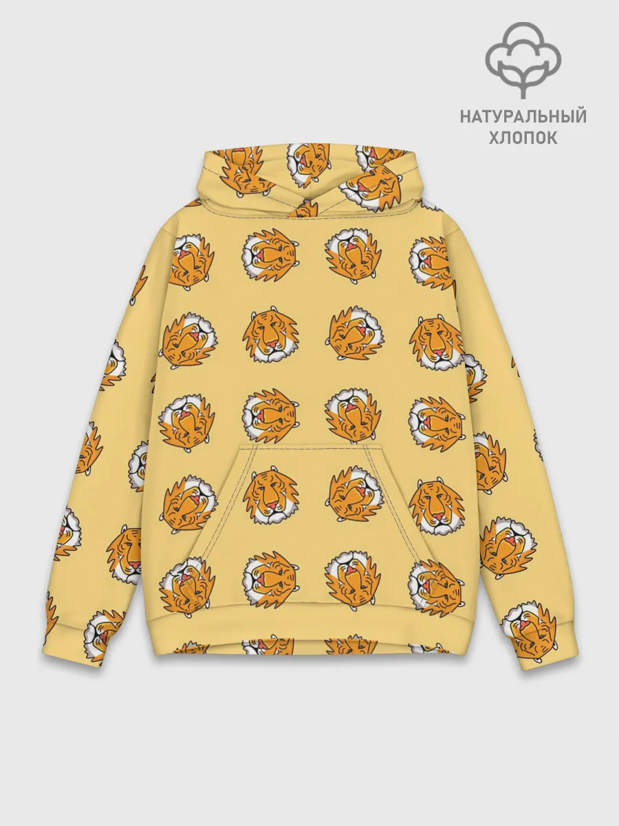 Худи мужской база хлопок / Тигры паттерн