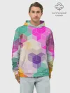 Худи мужской база хлопок / Абстрактный разноцветный узор