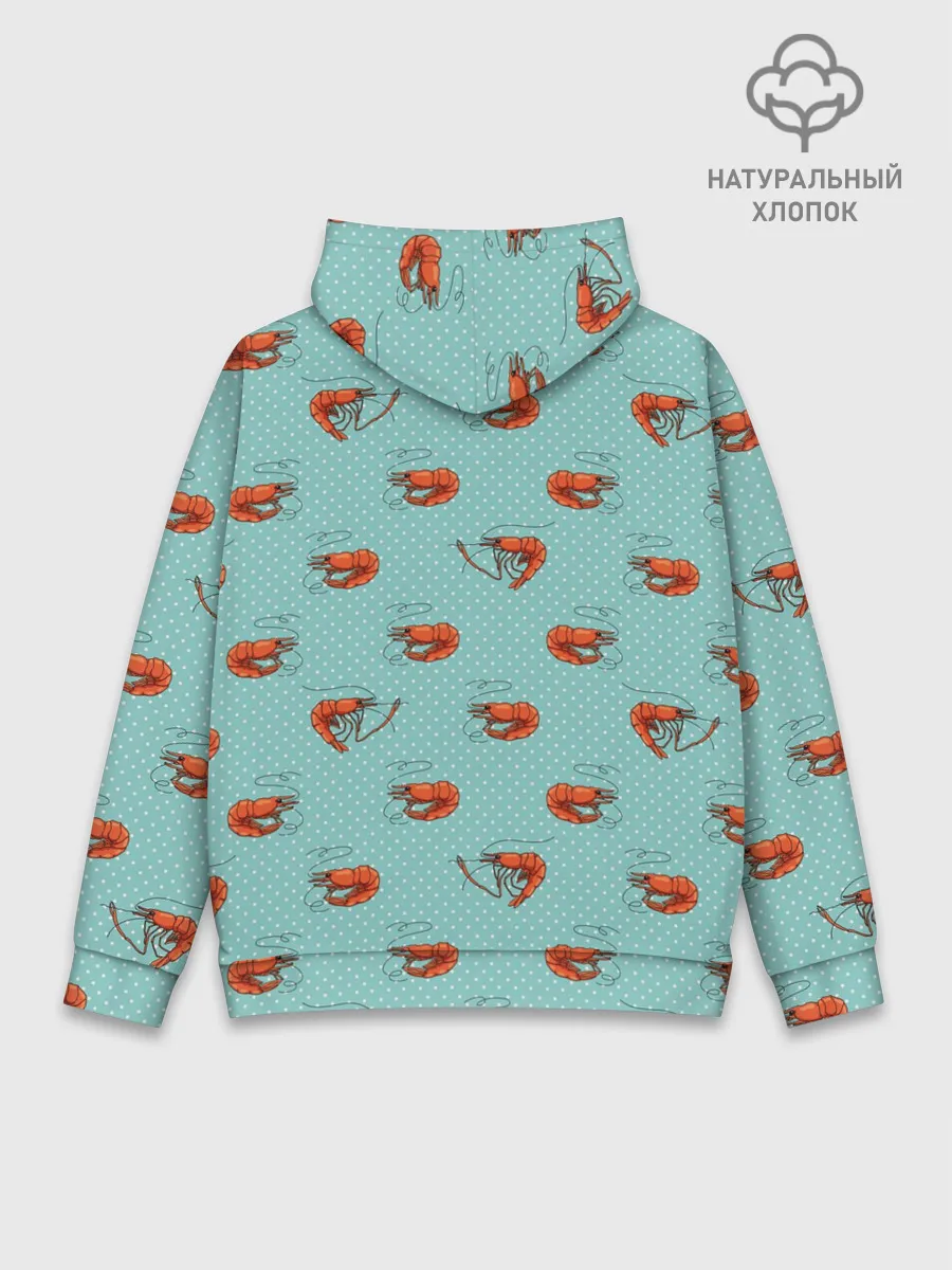 Худи мужской база хлопок / Креветки паттерн