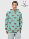 Худи мужской база хлопок / Креветки паттерн