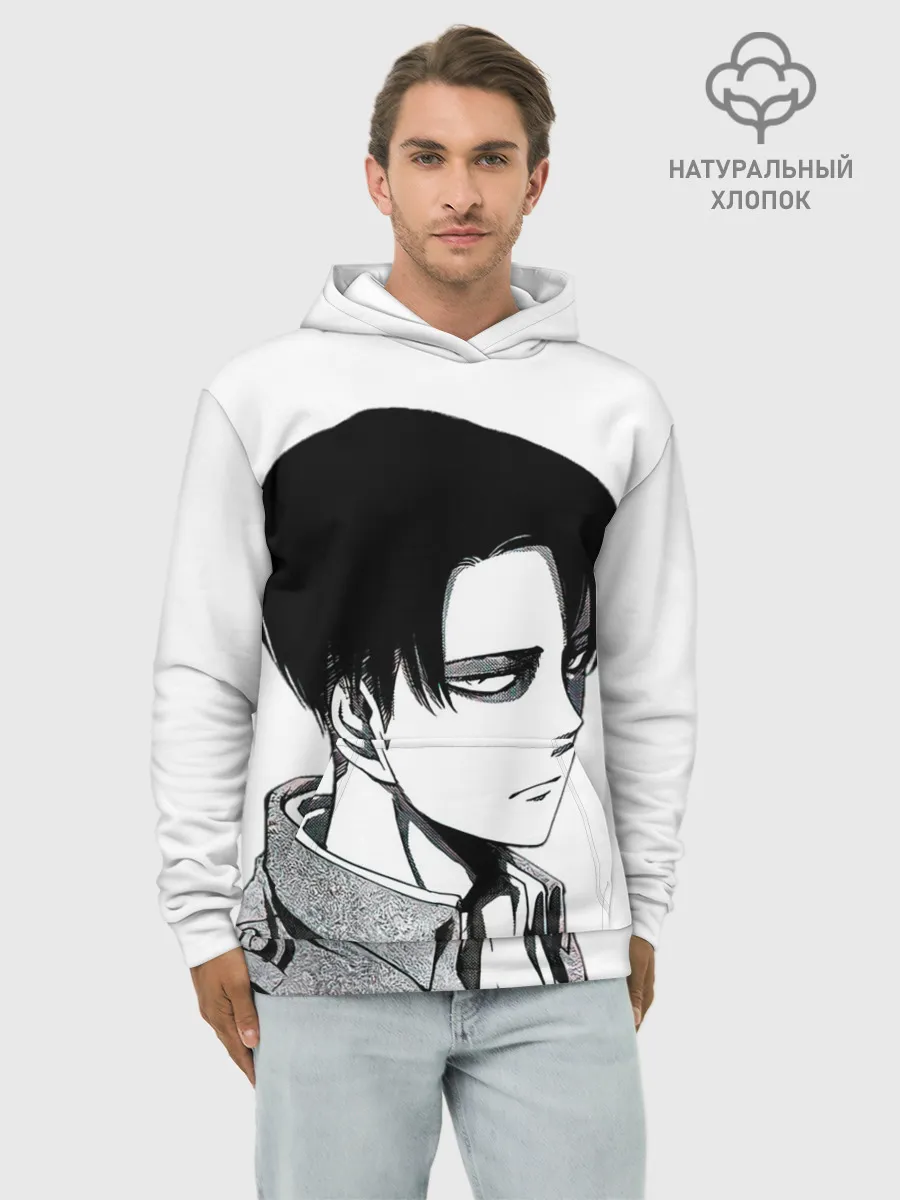 Худи мужской база хлопок / Леви просто смотрит на тебя