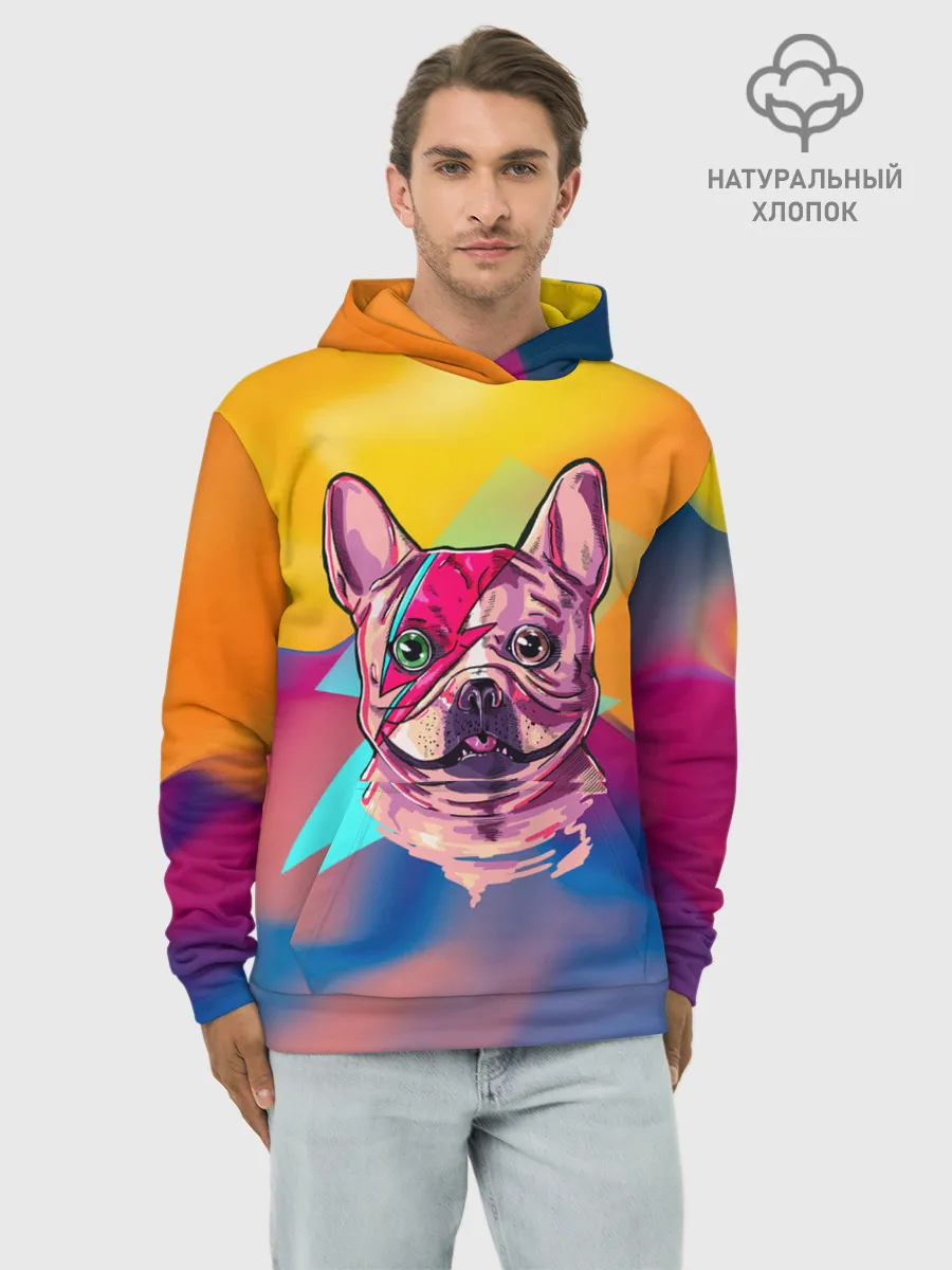 Худи мужской база хлопок / Собака с молнией