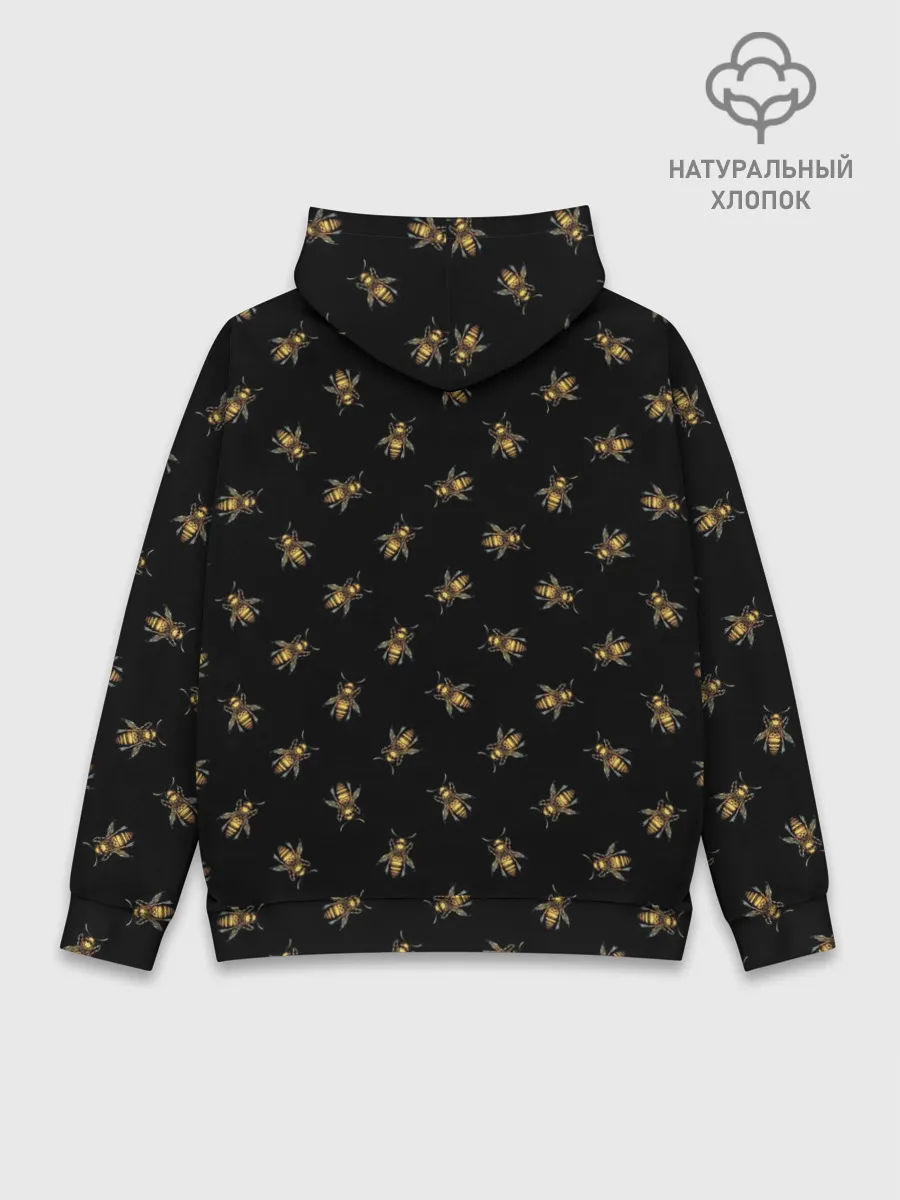 Худи мужской база хлопок / Золотые пчелы паттерн
