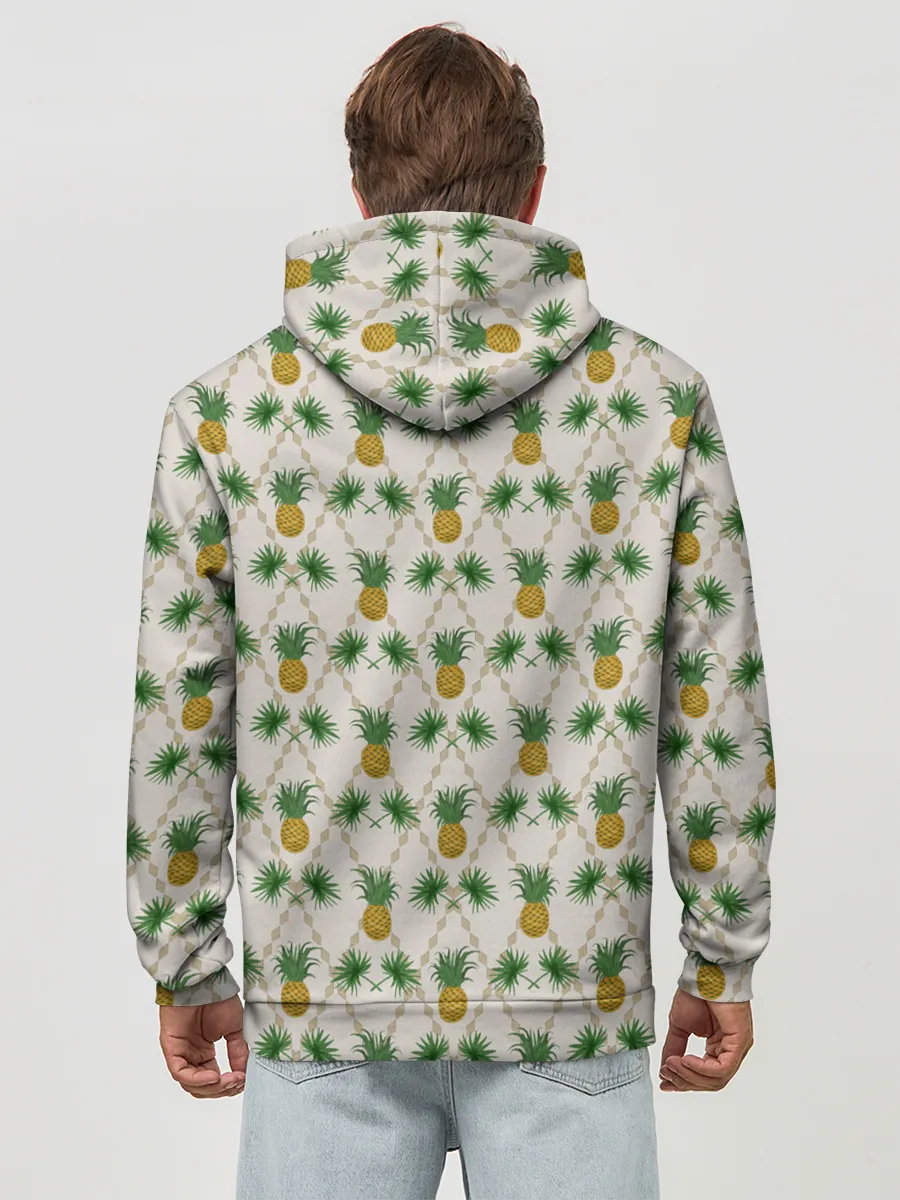 Худи мужской база хлопок / Узор ретро Ананасы