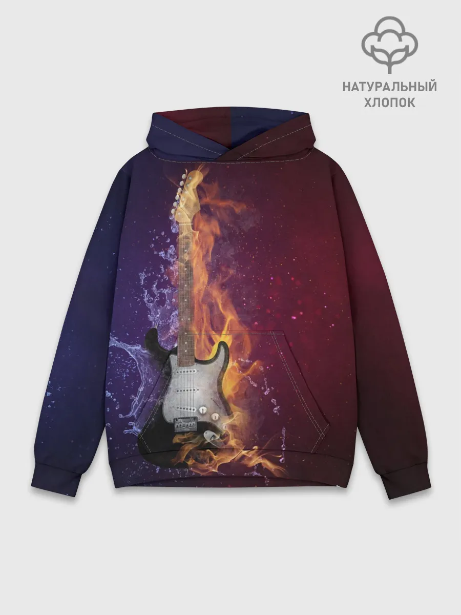 Худи мужской база хлопок / Гитара - Огонь и вода