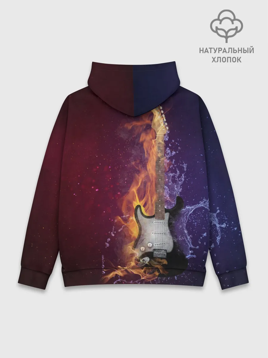 Худи мужской база хлопок / Гитара - Огонь и вода