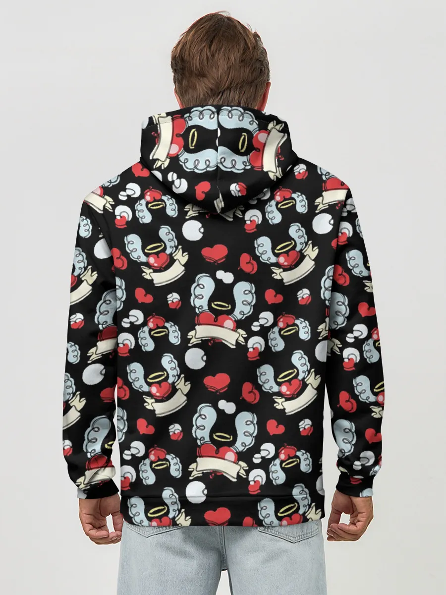 Худи мужской база хлопок / Сердца с крыльями