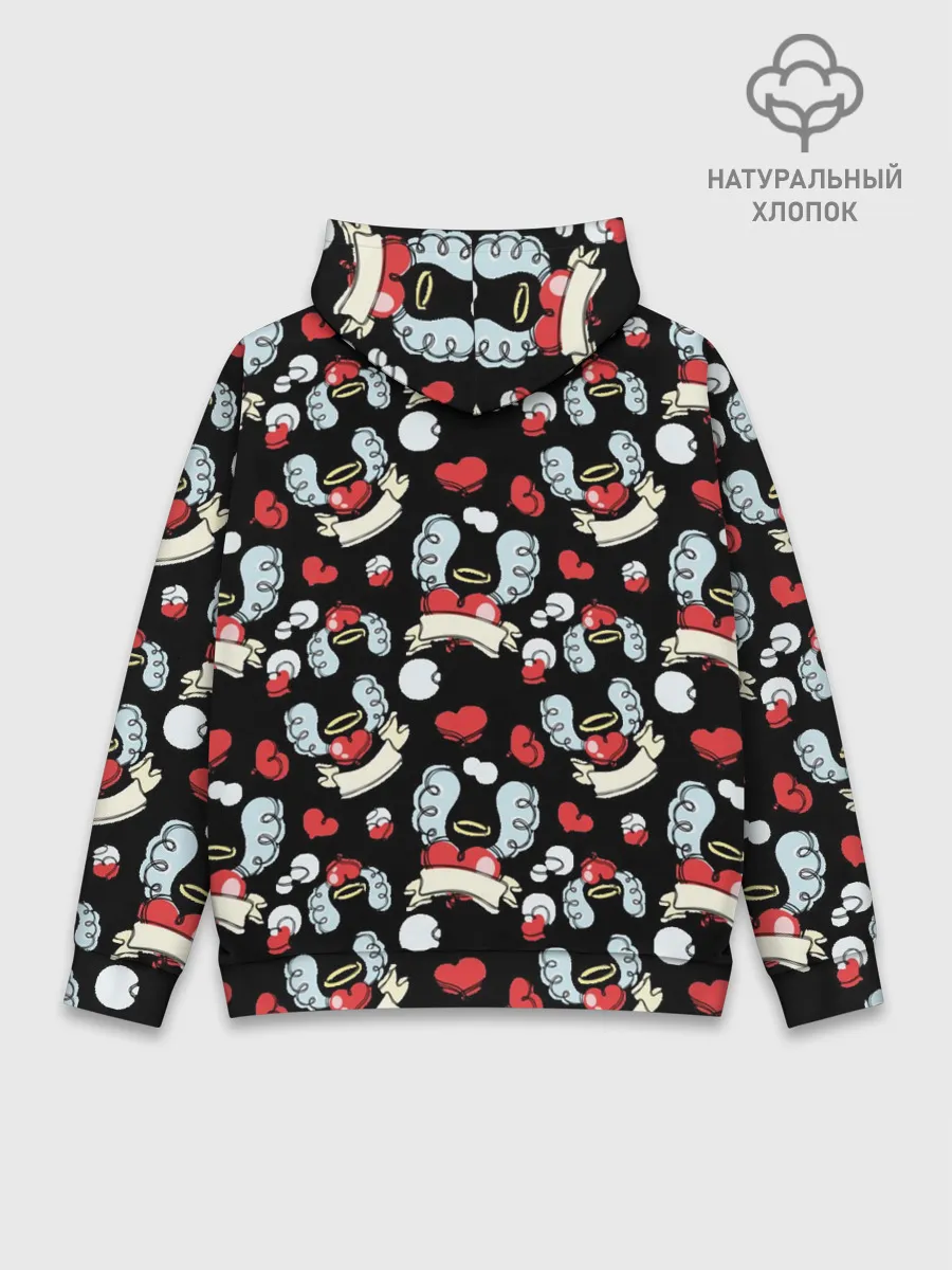 Худи мужской база хлопок / Сердца с крыльями