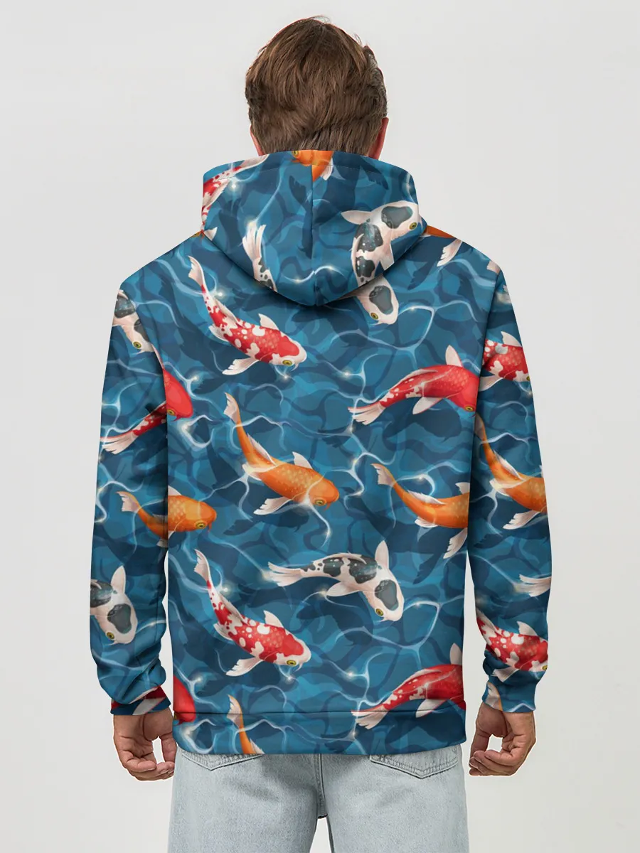 Худи мужской база хлопок / Японские карпы