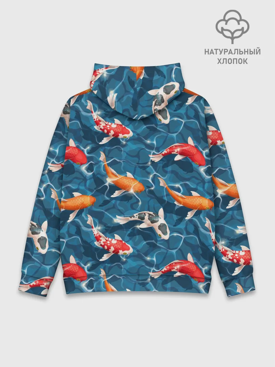 Худи мужской база хлопок / Японские карпы