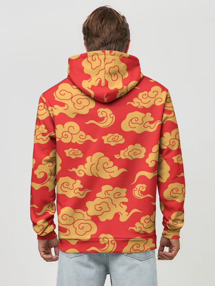 Худи мужской база хлопок / Западный узор облаков