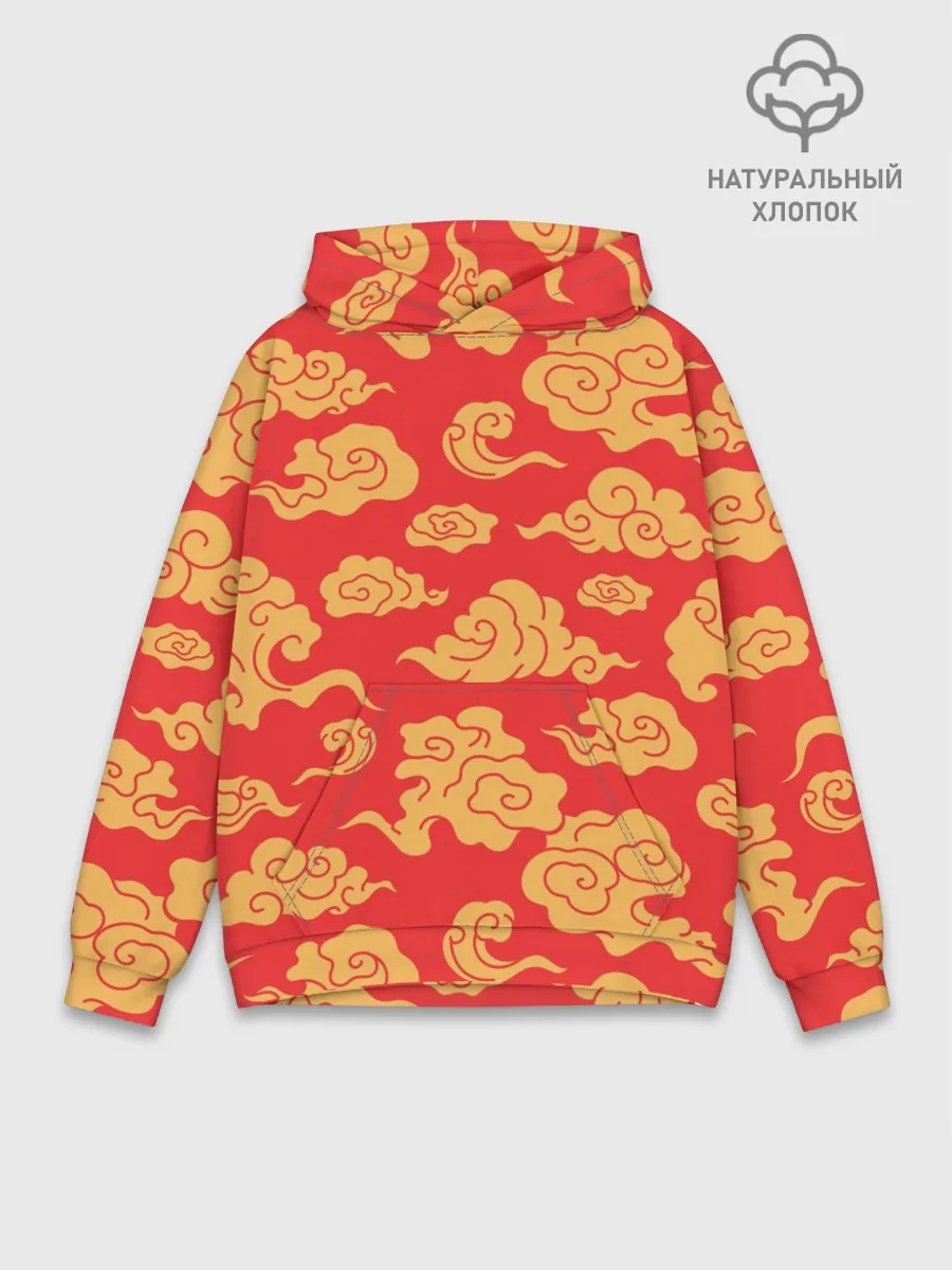 Худи мужской база хлопок / Западный узор облаков