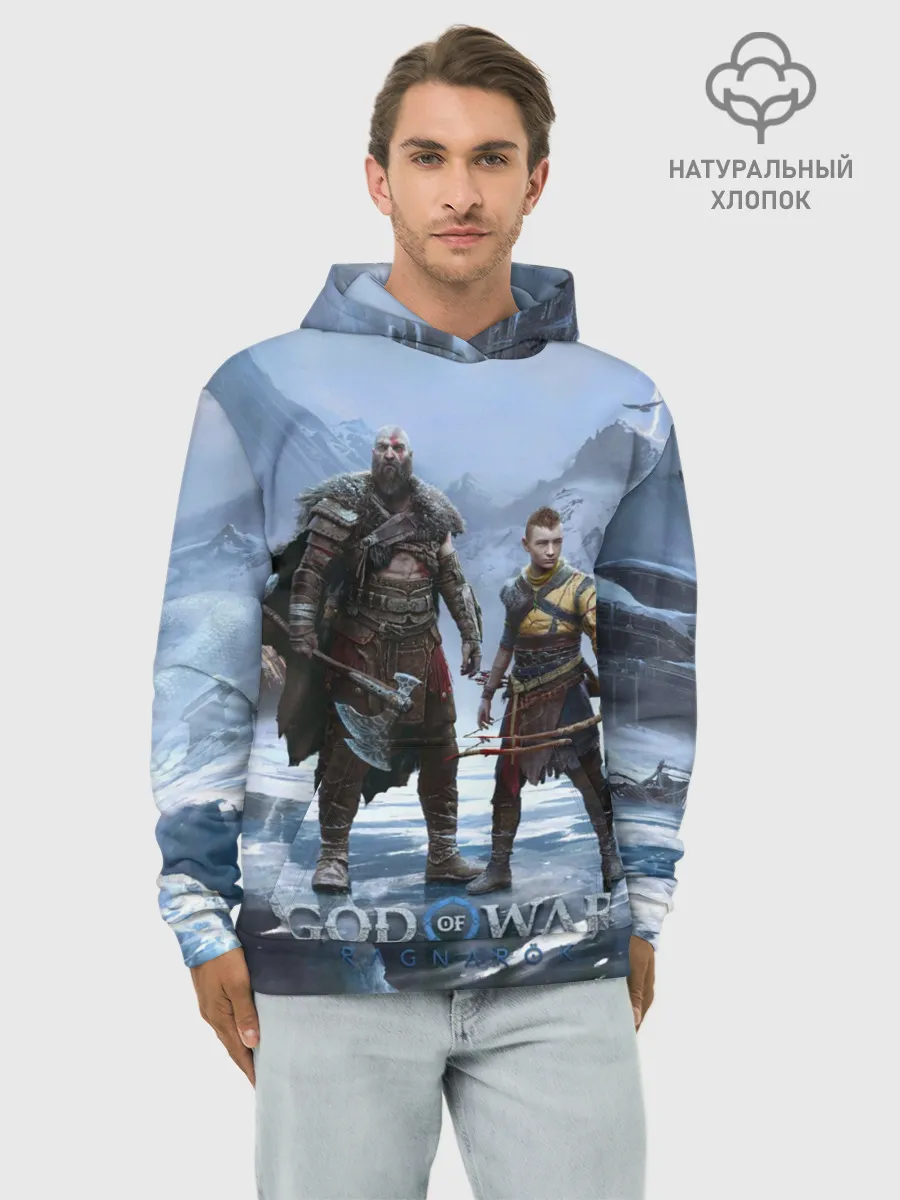 Худи мужской база хлопок / Кратос и Атрей Рагнарек