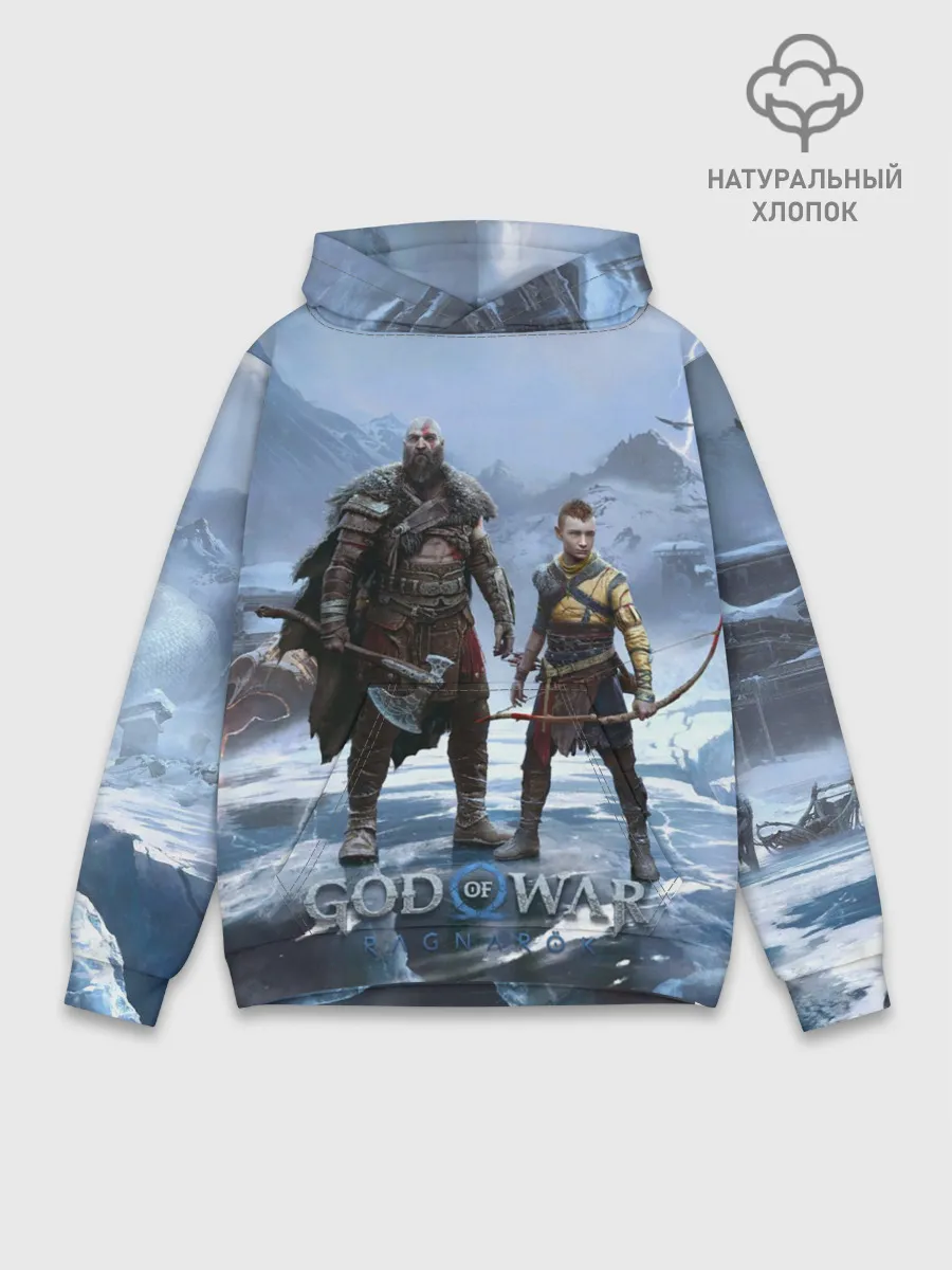 Худи мужской база хлопок / Кратос и Атрей Рагнарек