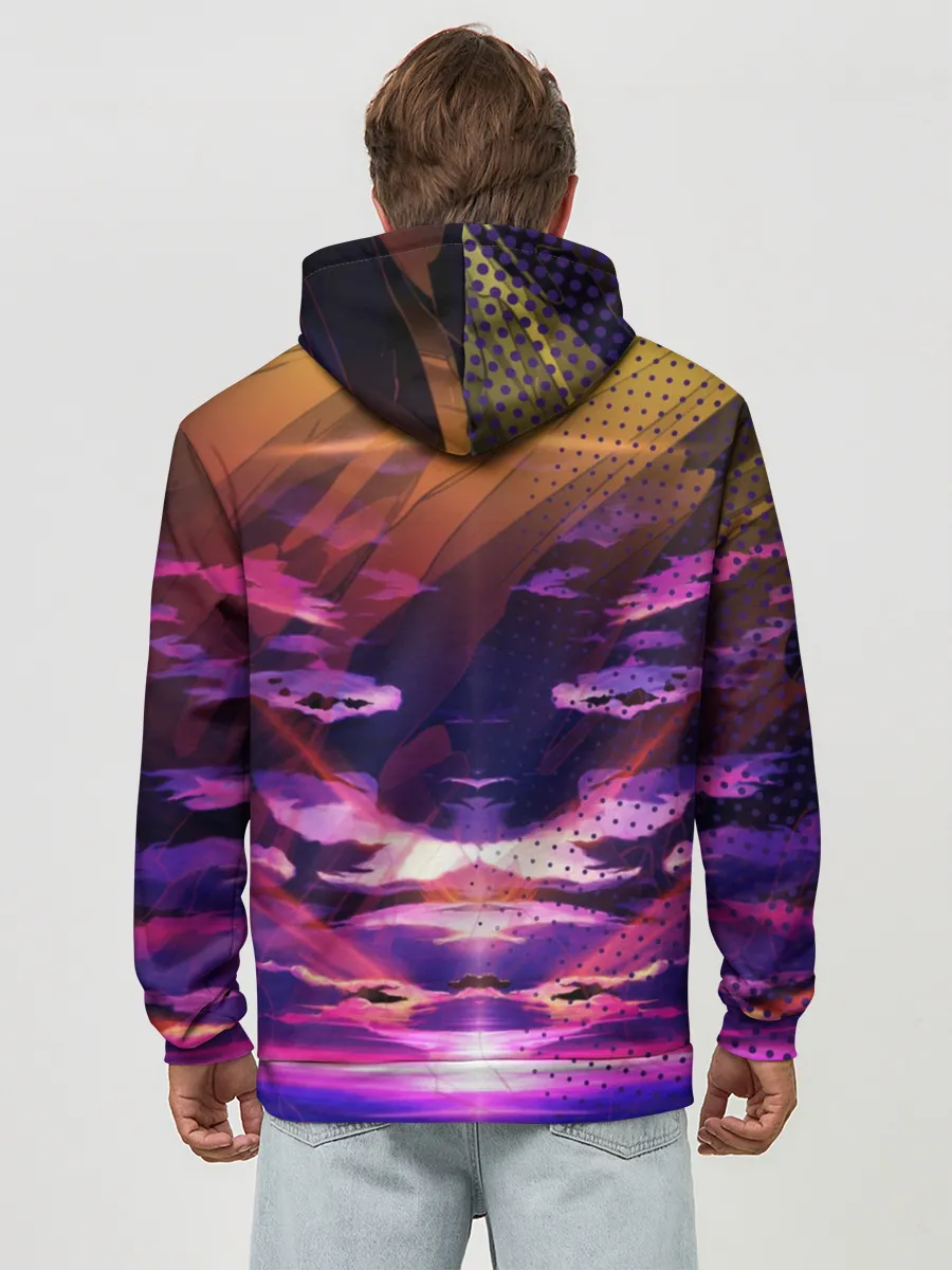 Худи мужской база хлопок / Закат. Облака