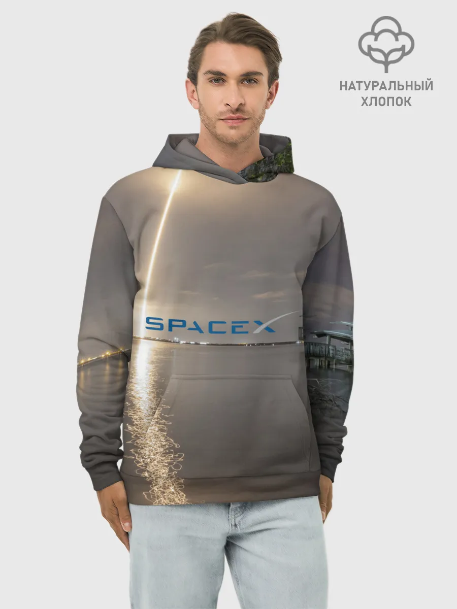 Худи мужской база хлопок / SpaceX Dragon 2