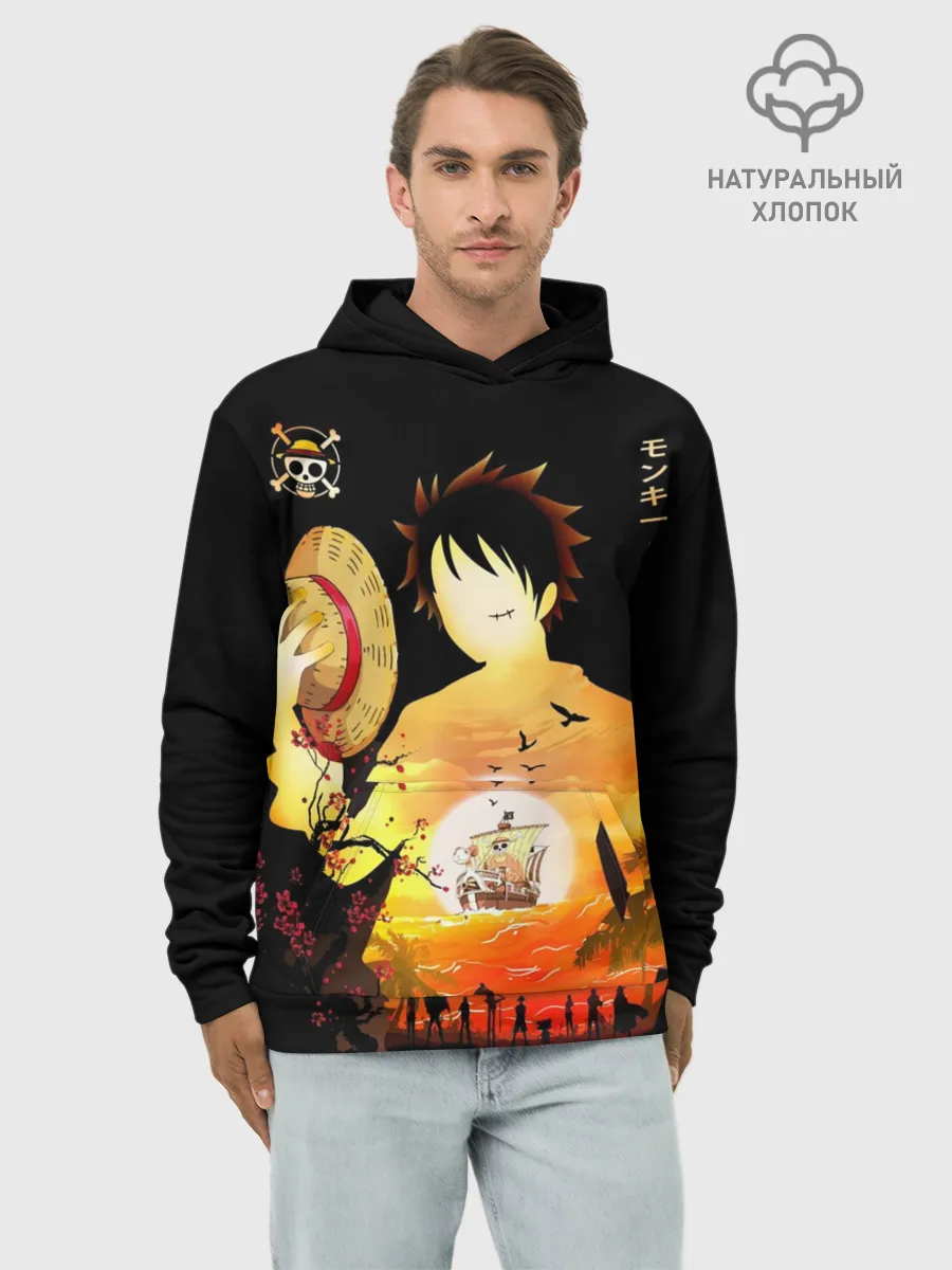 Худи мужской база хлопок / Силуэт Луффи One piece