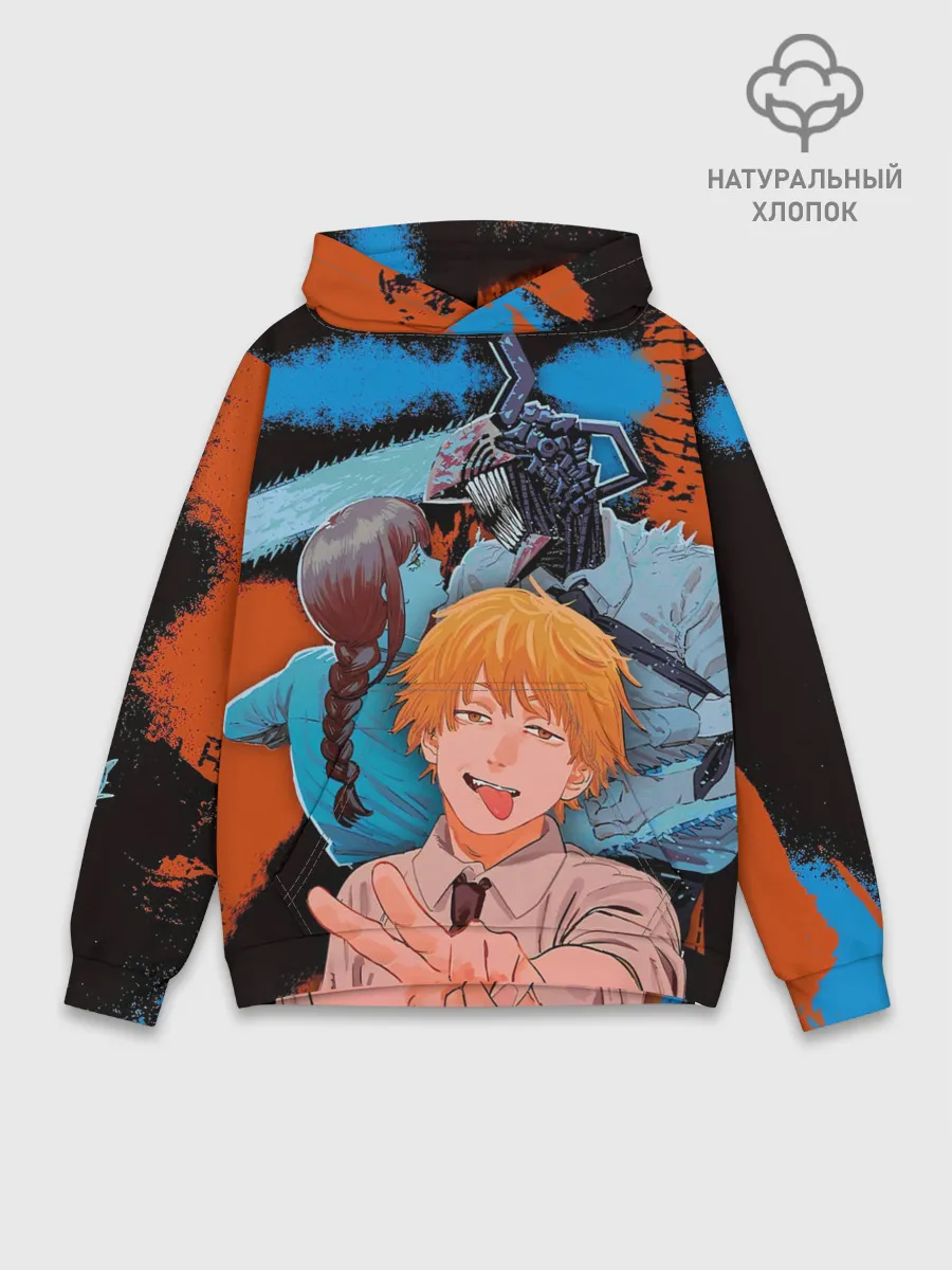 Худи мужской база хлопок / Дэндзи и Макима