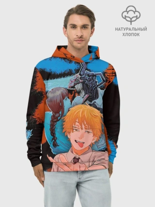 Худи мужской база хлопок / Дэндзи и Макима