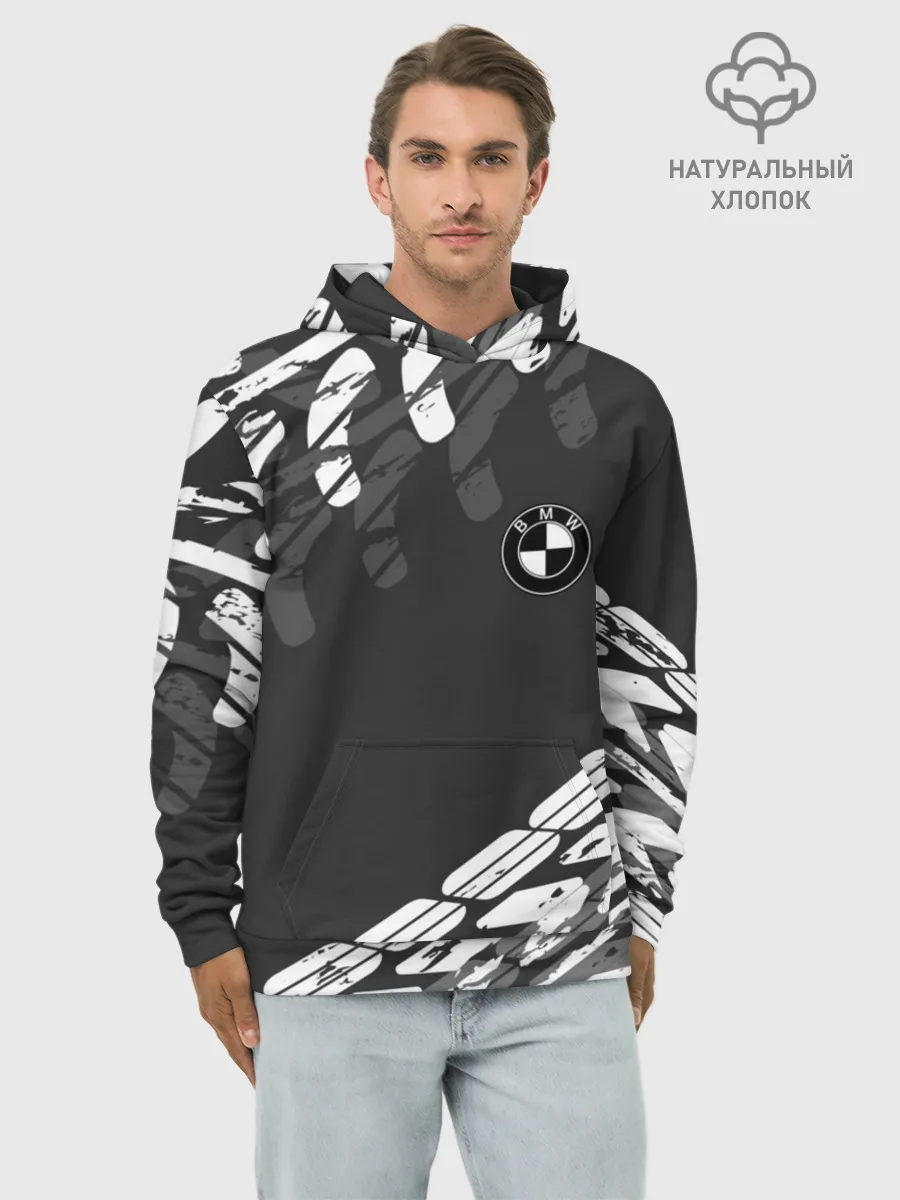 Худи мужской база хлопок / БМВ | BMW TIRE TREAD