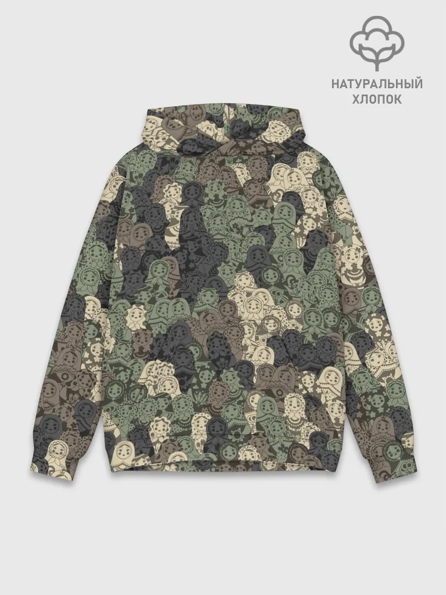 Худи мужской база хлопок / Камуфляж из матрёшек