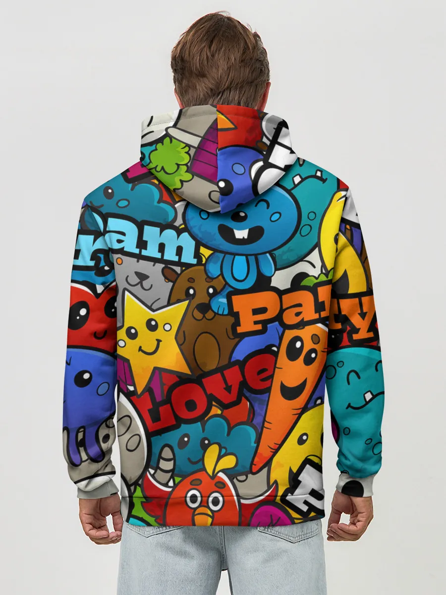 Худи мужской база хлопок / LOVE | PEACE | PARTY