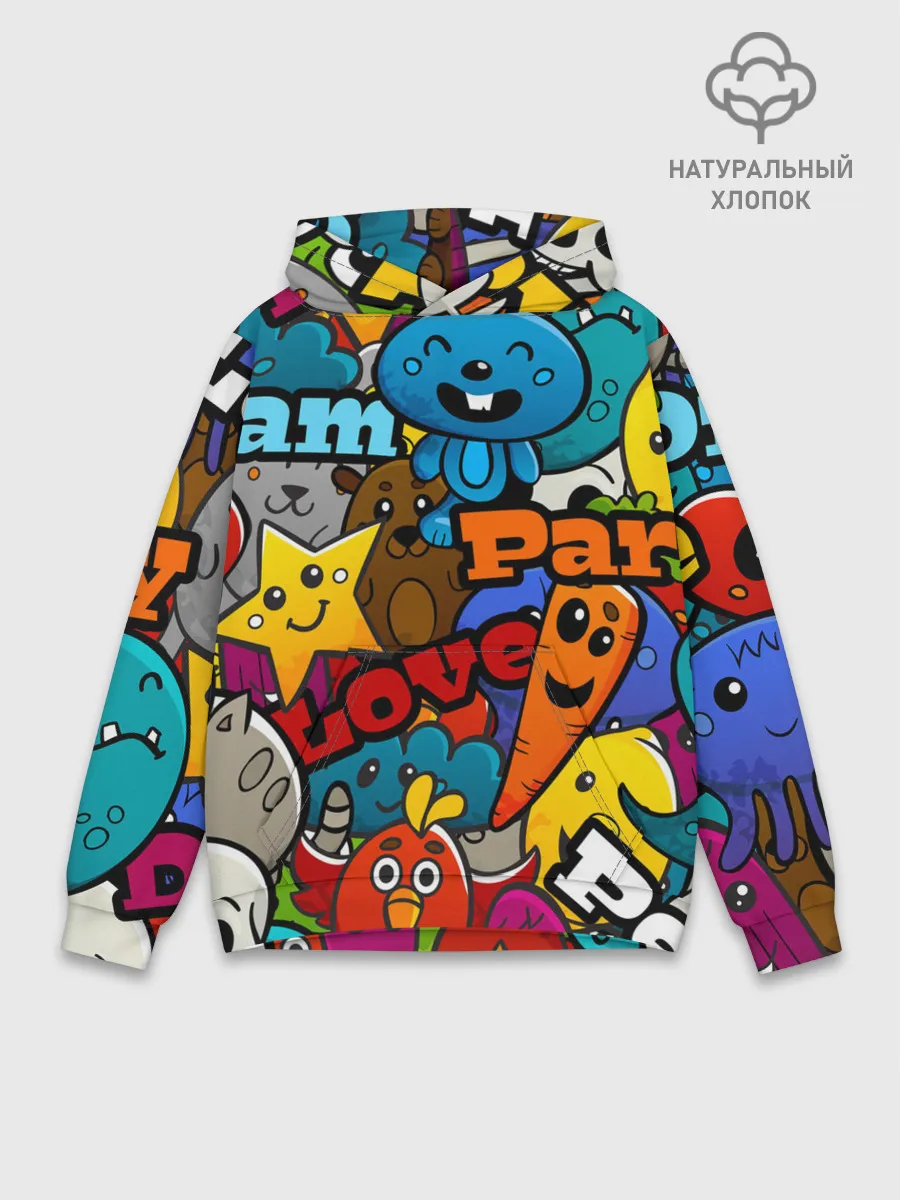 Худи мужской база хлопок / LOVE | PEACE | PARTY